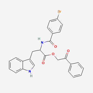 molecular formula C26H21BrN2O4 B11205124 2-oxo-2-phenylethyl N-[(4-bromophenyl)carbonyl]tryptophanate 