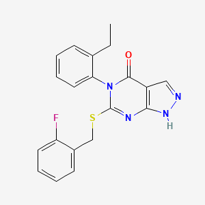 5-(2-Ethylphenyl)-6-((2-fluorobenzyl)thio)-1,5-dihydro-4H-pyrazolo[3,4-d]pyrimidin-4-one