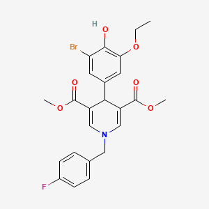 molecular formula C24H23BrFNO6 B11205134 Dimethyl 4-(3-bromo-5-ethoxy-4-hydroxyphenyl)-1-(4-fluorobenzyl)-1,4-dihydropyridine-3,5-dicarboxylate 