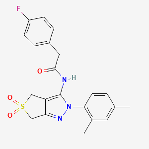 molecular formula C21H20FN3O3S B11205146 N-(2-(2,4-dimethylphenyl)-5,5-dioxido-4,6-dihydro-2H-thieno[3,4-c]pyrazol-3-yl)-2-(4-fluorophenyl)acetamide 