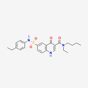 molecular formula C25H31N3O4S B11205181 N-Butyl-N-ethyl-6-[[(4-ethylphenyl)methylamino]sulfonyl]-1,4-dihydro-4-oxo-3-quinolinecarboxamide 