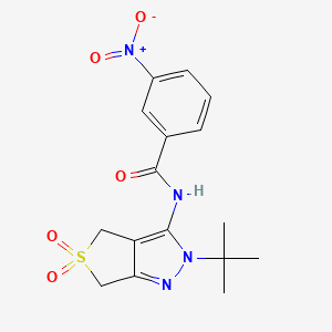 molecular formula C16H18N4O5S B11205214 N-(2-(tert-butyl)-5,5-dioxido-4,6-dihydro-2H-thieno[3,4-c]pyrazol-3-yl)-3-nitrobenzamide 