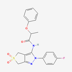 molecular formula C20H18FN3O4S B11205216 N-(2-(4-fluorophenyl)-5,5-dioxido-4,6-dihydro-2H-thieno[3,4-c]pyrazol-3-yl)-2-phenoxypropanamide 