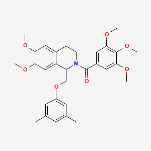 molecular formula C30H35NO7 B11205221 (1-((3,5-dimethylphenoxy)methyl)-6,7-dimethoxy-3,4-dihydroisoquinolin-2(1H)-yl)(3,4,5-trimethoxyphenyl)methanone 