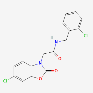 molecular formula C16H12Cl2N2O3 B11205288 2-(6-Chloro-2-oxo-2,3-dihydro-1,3-benzoxazol-3-YL)-N-[(2-chlorophenyl)methyl]acetamide 