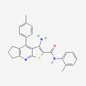 molecular formula C25H23N3OS B11205295 3-amino-N-(2-methylphenyl)-4-(4-methylphenyl)-6,7-dihydro-5H-cyclopenta[b]thieno[3,2-e]pyridine-2-carboxamide 