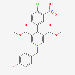 molecular formula C22H18ClFN2O6 B11205305 Dimethyl 4-(4-chloro-3-nitrophenyl)-1-(4-fluorobenzyl)-1,4-dihydropyridine-3,5-dicarboxylate 