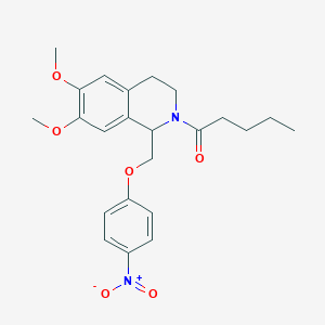 1-(6,7-dimethoxy-1-((4-nitrophenoxy)methyl)-3,4-dihydroisoquinolin-2(1H)-yl)pentan-1-one