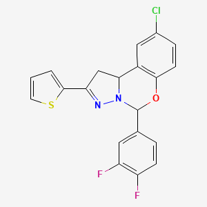 molecular formula C20H13ClF2N2OS B11205433 9-Chloro-5-(3,4-difluorophenyl)-2-(thiophen-2-yl)-1,10b-dihydropyrazolo[1,5-c][1,3]benzoxazine 