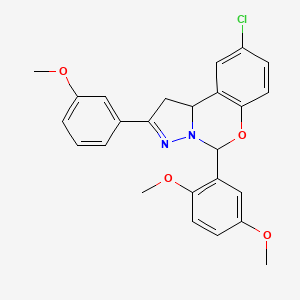 molecular formula C25H23ClN2O4 B11205435 9-Chloro-5-(2,5-dimethoxyphenyl)-2-(3-methoxyphenyl)-1,10b-dihydropyrazolo[1,5-c][1,3]benzoxazine 