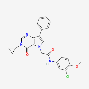 molecular formula C24H21ClN4O3 B11205439 N-(3-chloro-4-methoxyphenyl)-2-(3-cyclopropyl-4-oxo-7-phenyl-3,4-dihydro-5H-pyrrolo[3,2-d]pyrimidin-5-yl)acetamide 