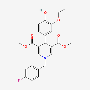 molecular formula C24H24FNO6 B11205460 Dimethyl 4-(3-ethoxy-4-hydroxyphenyl)-1-(4-fluorobenzyl)-1,4-dihydropyridine-3,5-dicarboxylate 