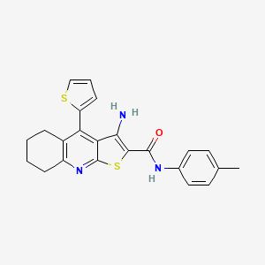 molecular formula C23H21N3OS2 B11205484 3-amino-N-(4-methylphenyl)-4-(thiophen-2-yl)-5,6,7,8-tetrahydrothieno[2,3-b]quinoline-2-carboxamide 