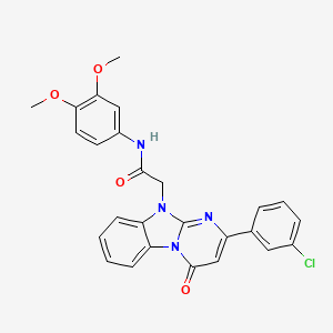 2-[2-(3-chlorophenyl)-4-oxopyrimido[1,2-a]benzimidazol-10(4H)-yl]-N-(3,4-dimethoxyphenyl)acetamide