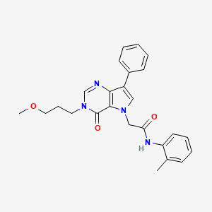 molecular formula C25H26N4O3 B11205604 2-[3-(3-methoxypropyl)-4-oxo-7-phenyl-3,4-dihydro-5H-pyrrolo[3,2-d]pyrimidin-5-yl]-N-(2-methylphenyl)acetamide 