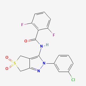 molecular formula C18H12ClF2N3O3S B11205627 N-(2-(3-chlorophenyl)-5,5-dioxido-4,6-dihydro-2H-thieno[3,4-c]pyrazol-3-yl)-2,6-difluorobenzamide 