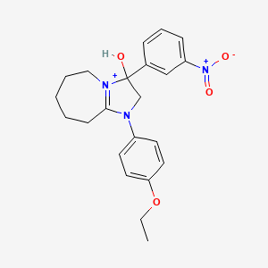 molecular formula C22H26N3O4+ B11205708 1-(4-ethoxyphenyl)-3-hydroxy-3-(3-nitrophenyl)-2,5,6,7,8,9-hexahydro-3H-imidazo[1,2-a]azepin-1-ium 