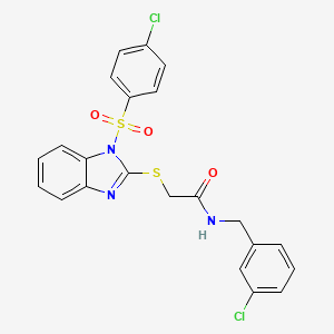 N-[(3-Chlorophenyl)methyl]-2-[[1-[(4-chlorophenyl)sulfonyl]-1H-benzimidazol-2-yl]thio]acetamide