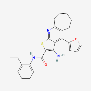 molecular formula C25H25N3O2S B11205870 3-amino-N-(2-ethylphenyl)-4-(2-furyl)-6,7,8,9-tetrahydro-5H-cyclohepta[b]thieno[3,2-e]pyridine-2-carboxamide 