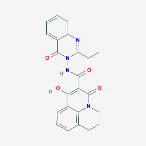 molecular formula C23H20N4O4 B11205882 1-Hydroxy-3-oxo-6,7-dihydro-3H,5H-pyrido[3,2,1-ij]quinoline-2-carboxylic acid (2-ethyl-4-oxo-4H-quinazolin-3-yl)-amide 