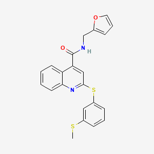 molecular formula C22H18N2O2S2 B11205894 N-[(Furan-2-yl)methyl]-2-{[3-(methylsulfanyl)phenyl]sulfanyl}quinoline-4-carboxamide CAS No. 6792-38-7