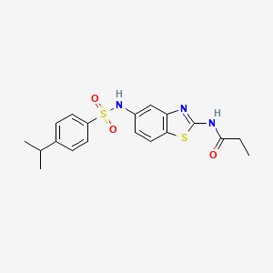 molecular formula C19H21N3O3S2 B11205943 N-{5-[4-(Propan-2-YL)benzenesulfonamido]-1,3-benzothiazol-2-YL}propanamide 