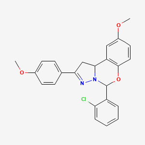 molecular formula C24H21ClN2O3 B11205944 5-(2-Chlorophenyl)-9-methoxy-2-(4-methoxyphenyl)-1,10b-dihydropyrazolo[1,5-c][1,3]benzoxazine 