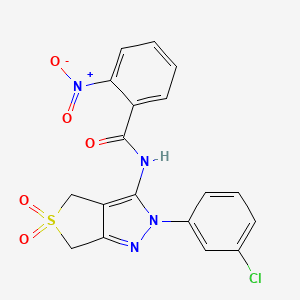 molecular formula C18H13ClN4O5S B11205950 N-(2-(3-chlorophenyl)-5,5-dioxido-4,6-dihydro-2H-thieno[3,4-c]pyrazol-3-yl)-2-nitrobenzamide 