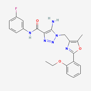 molecular formula C22H21FN6O3 B11206014 5-amino-1-{[2-(2-ethoxyphenyl)-5-methyl-1,3-oxazol-4-yl]methyl}-N-(3-fluorophenyl)-1H-1,2,3-triazole-4-carboxamide 