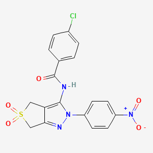 4-chloro-N-(2-(4-nitrophenyl)-5,5-dioxido-4,6-dihydro-2H-thieno[3,4-c]pyrazol-3-yl)benzamide