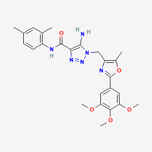 molecular formula C25H28N6O5 B11206028 5-amino-N-(2,4-dimethylphenyl)-1-{[5-methyl-2-(3,4,5-trimethoxyphenyl)-1,3-oxazol-4-yl]methyl}-1H-1,2,3-triazole-4-carboxamide 