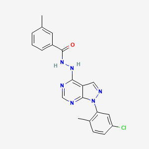 molecular formula C20H17ClN6O B11206036 N'-[1-(5-chloro-2-methylphenyl)-1H-pyrazolo[3,4-d]pyrimidin-4-yl]-3-methylbenzohydrazide 