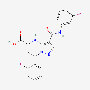 7-(2-Fluorophenyl)-3-[(3-fluorophenyl)carbamoyl]-4,7-dihydropyrazolo[1,5-a]pyrimidine-5-carboxylic acid