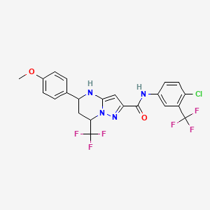 molecular formula C22H17ClF6N4O2 B11206065 N-[4-chloro-3-(trifluoromethyl)phenyl]-5-(4-methoxyphenyl)-7-(trifluoromethyl)-4,5,6,7-tetrahydropyrazolo[1,5-a]pyrimidine-2-carboxamide 