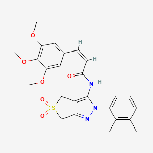 molecular formula C25H27N3O6S B11206111 (Z)-N-(2-(2,3-dimethylphenyl)-5,5-dioxido-4,6-dihydro-2H-thieno[3,4-c]pyrazol-3-yl)-3-(3,4,5-trimethoxyphenyl)acrylamide 