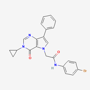 molecular formula C23H19BrN4O2 B11206127 N-(4-bromophenyl)-2-(3-cyclopropyl-4-oxo-7-phenyl-3,4-dihydro-5H-pyrrolo[3,2-d]pyrimidin-5-yl)acetamide 