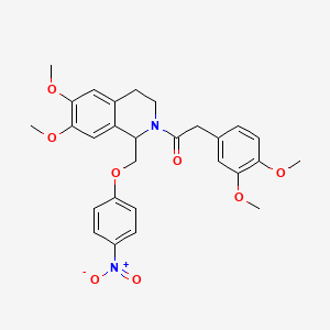 1-(6,7-dimethoxy-1-((4-nitrophenoxy)methyl)-3,4-dihydroisoquinolin-2(1H)-yl)-2-(3,4-dimethoxyphenyl)ethanone