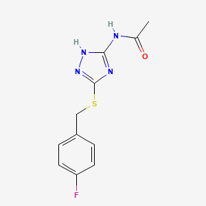 molecular formula C11H11FN4OS B11206145 N-{3-[(4-fluorobenzyl)sulfanyl]-1H-1,2,4-triazol-5-yl}acetamide 