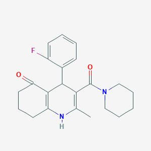 molecular formula C22H25FN2O2 B11206156 4-(2-fluorophenyl)-2-methyl-3-(piperidin-1-ylcarbonyl)-4,6,7,8-tetrahydroquinolin-5(1H)-one 