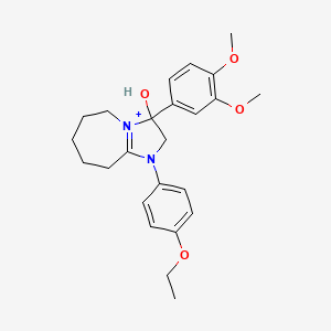 molecular formula C24H31N2O4+ B11206184 3-(3,4-dimethoxyphenyl)-1-(4-ethoxyphenyl)-3-hydroxy-2,5,6,7,8,9-hexahydro-3H-imidazo[1,2-a]azepin-1-ium 