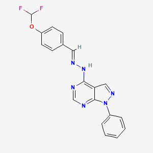 molecular formula C19H14F2N6O B11206228 4-{(2E)-2-[4-(difluoromethoxy)benzylidene]hydrazinyl}-1-phenyl-1H-pyrazolo[3,4-d]pyrimidine 