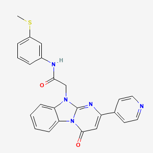 molecular formula C24H19N5O2S B11206245 N-[3-(methylsulfanyl)phenyl]-2-[4-oxo-2-(pyridin-4-yl)pyrimido[1,2-a]benzimidazol-10(4H)-yl]acetamide 