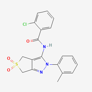 molecular formula C19H16ClN3O3S B11206281 2-chloro-N-(5,5-dioxido-2-(o-tolyl)-4,6-dihydro-2H-thieno[3,4-c]pyrazol-3-yl)benzamide 