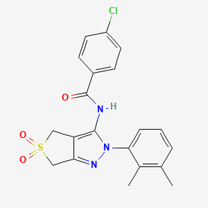 molecular formula C20H18ClN3O3S B11206331 4-chloro-N-(2-(2,3-dimethylphenyl)-5,5-dioxido-4,6-dihydro-2H-thieno[3,4-c]pyrazol-3-yl)benzamide 