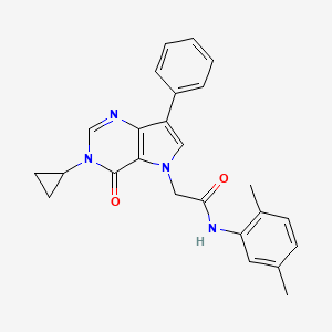 molecular formula C25H24N4O2 B11206344 2-(3-cyclopropyl-4-oxo-7-phenyl-3,4-dihydro-5H-pyrrolo[3,2-d]pyrimidin-5-yl)-N-(2,5-dimethylphenyl)acetamide 