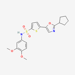 molecular formula C20H22N2O5S2 B11206401 5-(2-cyclopentyl-1,3-oxazol-5-yl)-N-(3,4-dimethoxyphenyl)thiophene-2-sulfonamide 