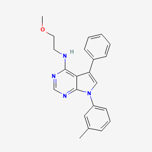 molecular formula C22H22N4O B11206406 N-(2-methoxyethyl)-7-(3-methylphenyl)-5-phenyl-7H-pyrrolo[2,3-d]pyrimidin-4-amine 