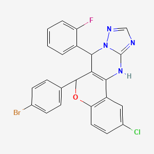 molecular formula C24H15BrClFN4O B11206443 6-(4-bromophenyl)-2-chloro-7-(2-fluorophenyl)-7,12-dihydro-6H-chromeno[4,3-d][1,2,4]triazolo[1,5-a]pyrimidine 