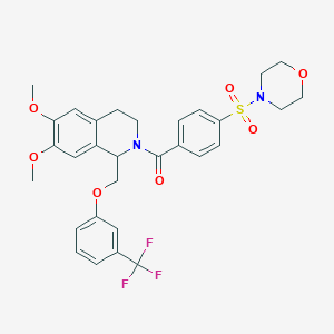 molecular formula C30H31F3N2O7S B11206448 (6,7-dimethoxy-1-((3-(trifluoromethyl)phenoxy)methyl)-3,4-dihydroisoquinolin-2(1H)-yl)(4-(morpholinosulfonyl)phenyl)methanone 