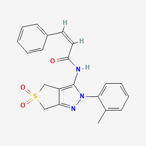 molecular formula C21H19N3O3S B11206459 (Z)-N-(5,5-dioxido-2-(o-tolyl)-4,6-dihydro-2H-thieno[3,4-c]pyrazol-3-yl)-3-phenylacrylamide 